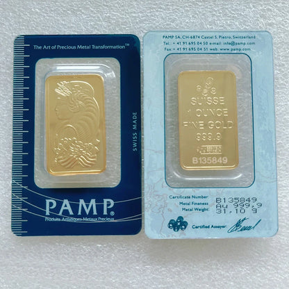 24K Gold Plated Copper Bar – 1g-100g Sealed Bullion Ingot, Non-Magnetic Golden Craft Gift