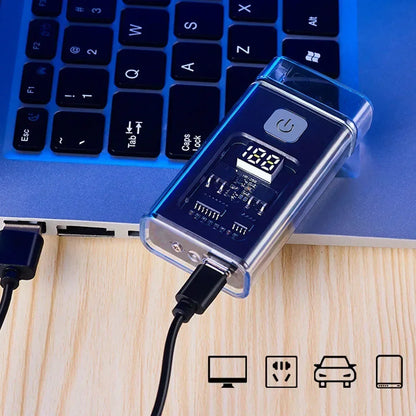 Stylish USB Rechargeable Electric Lighter - Windproof Dual ARC Plasma Lighter for Men, Outdoor Camping Fire Starter Gadget