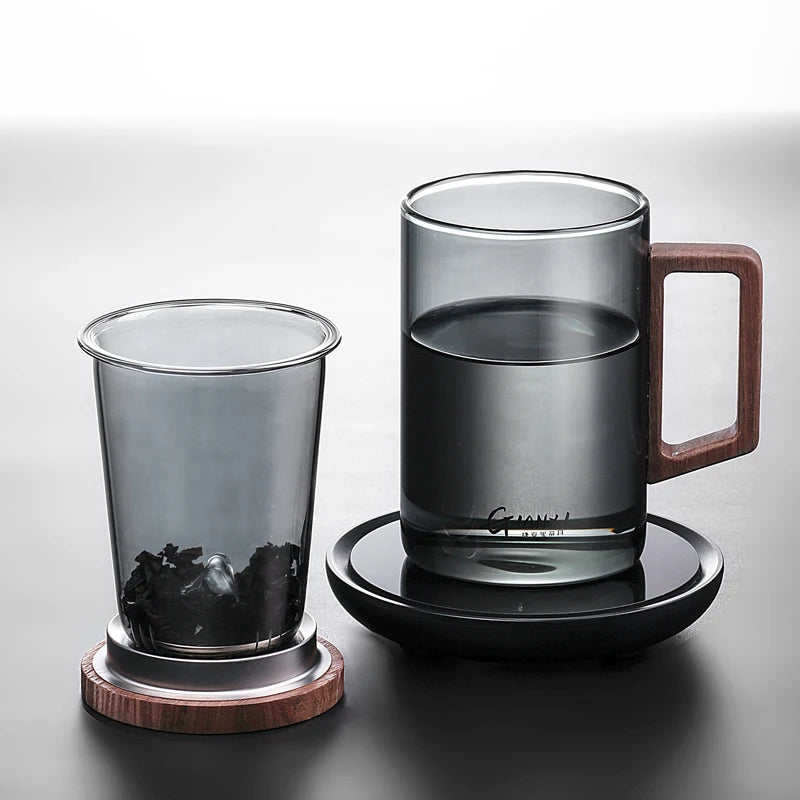 GIANXI High Borosilicate Glass Tea Cup with Belt Filter – Separate Flower Tea Water Cup for Original Tea Making
