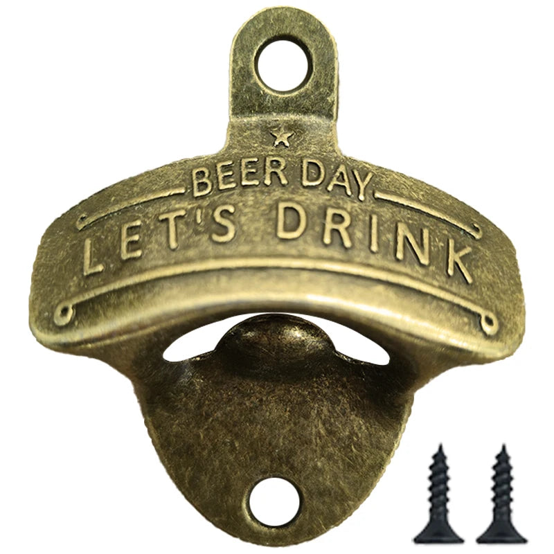 Retro Wall-Mounted Bottle Opener — Decorative BBQ & Bar Beer Opener for Kitchen & Home