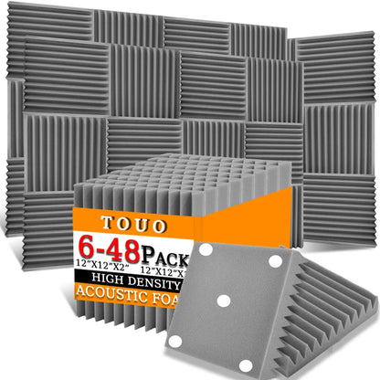 TOUO Acoustic Foam Panels - Sound Absorbing Wall Tiles for Studio Recording, Home Theater & Noise Reduction Treatment