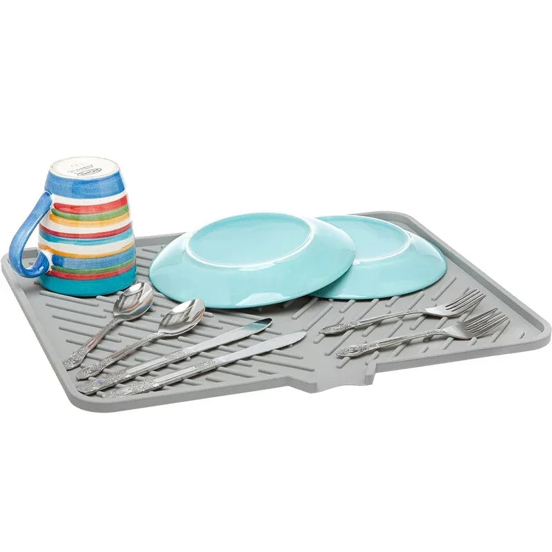 Large Silicone Dish Drying Mat | Hygienic, Non-Slip, Heat Resistant Pad Preventing Water Build-Up