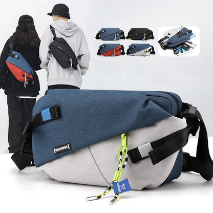 2024 High-Quality Nylon Panelled Waist Pack – Unisex Chest & Crossbody Bag for Outdoor Travel