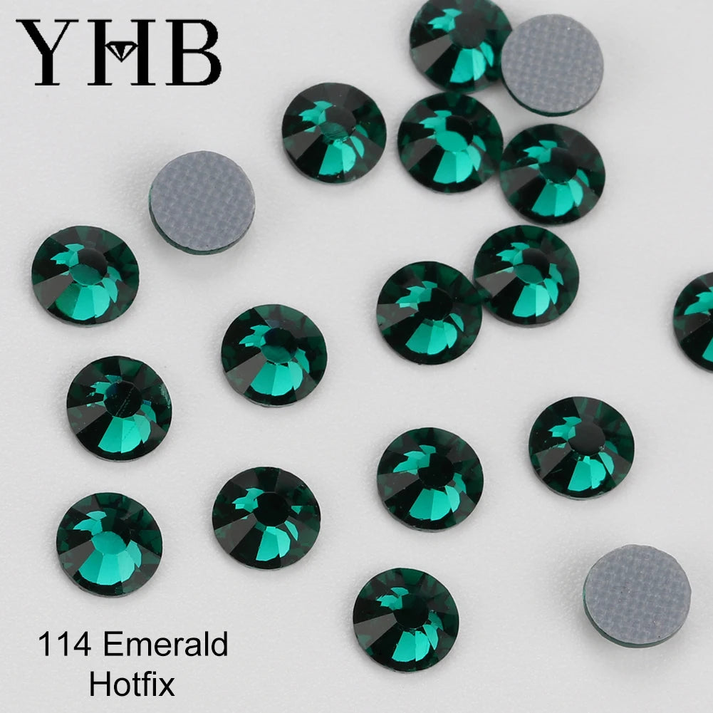 YHB 101-127 Hotfix Crystal Rhinestones - Glitter Glass Flatback Gems for Bags, Shoes, Garments, Phone & Nail Art DIY