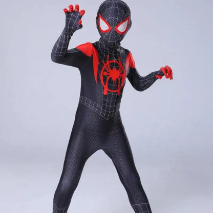 Miles Spider-Man Costume Jumpsuit — Superhero Bodysuit with Head Cover for Halloween & Cosplay Party