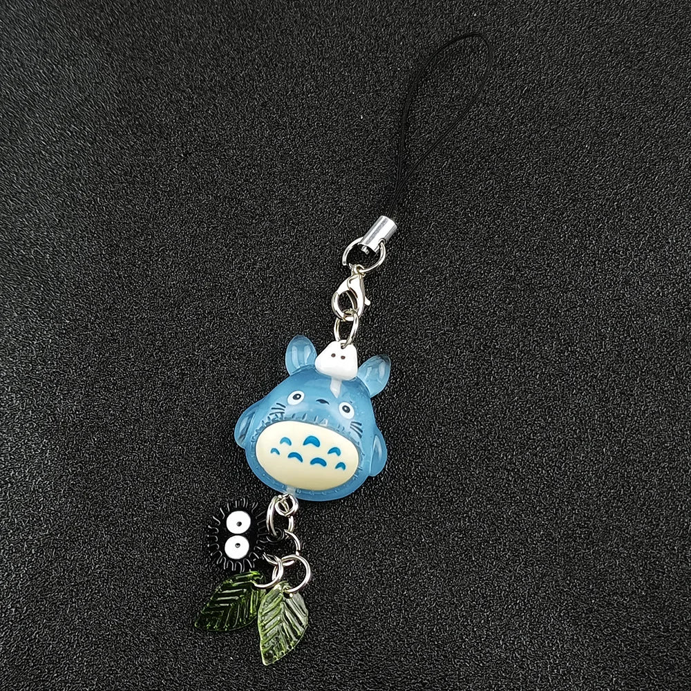 Totoro Soot Sprite Phone Charm - Kawaii Blue Animal Anime Keychain & Handmade Y2K Pendant Accessory