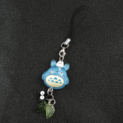 Totoro Soot Sprite Phone Charm - Kawaii Blue Animal Anime Keychain & Handmade Y2K Pendant Accessory