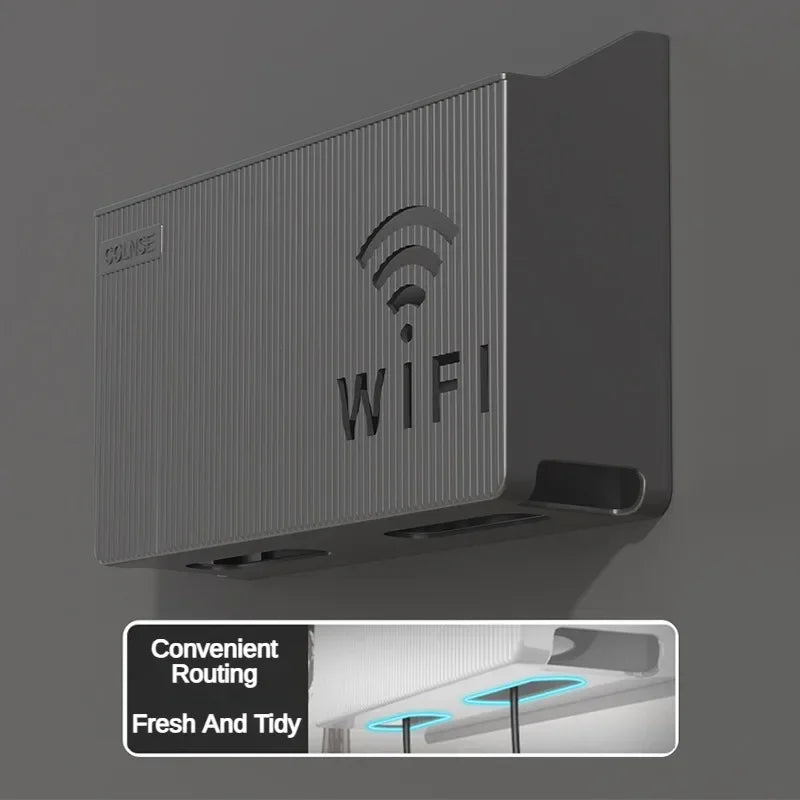 Wall-Mounted Wireless WIFI Router Shelf - ABS Plastic Storage Box, Cable Power Bracket Organizer for Living Room