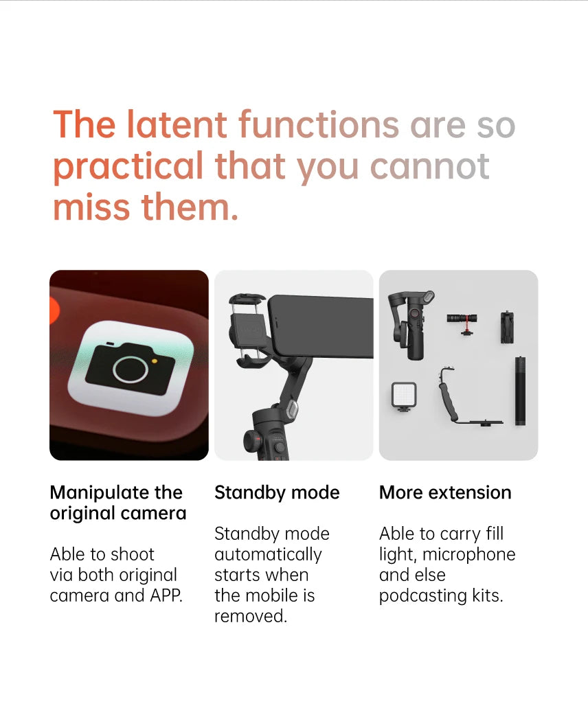AOCHUAN 3-Axis Handheld Gimbal Stabilizer – SmartXE for iPhone & Android, AI Face Tracking for TikTok & Vlog Videos