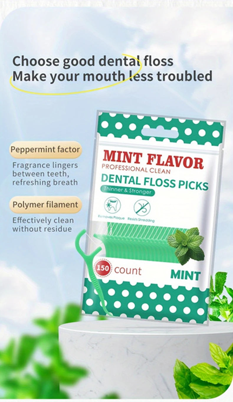 50/150/300PCS Mint & Original Dental Floss Picks – Interdental Cleaning Tools in Two Styles