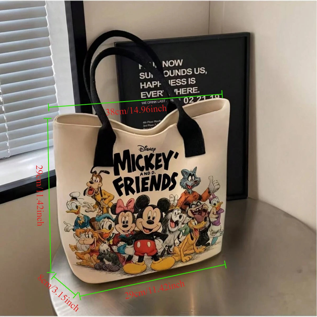 Disney Cartoon Canvas Messenger Bag – Large Capacity Casual Tote & Schoolbag for Students, Shopping & Everyday Use