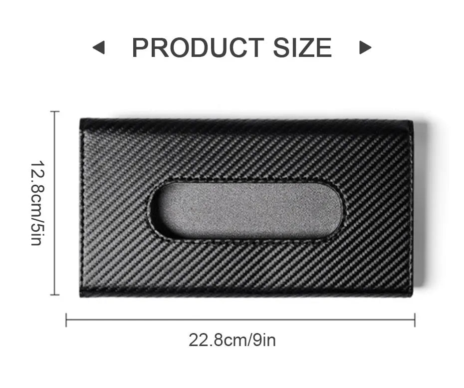 SEAMETAL Car Sunshade Tissue Box – Universal Auto Interior Paper Towel Storage Bag with Carbon Fiber Sun Visor Design