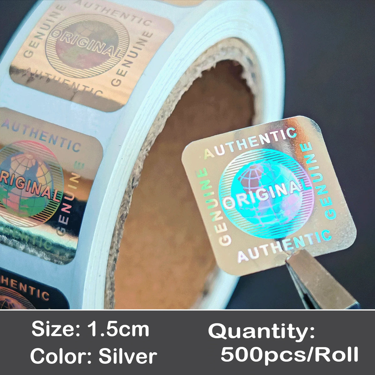 500pcs Hologram Tamper-Proof Stickers - Genuine Security Warranty Void Sealing Labels 15mm