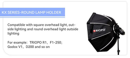 TRIOPO Foldable Octagon Softbox – 55cm, 65cm, 90cm, 120cm Bowens Mount for Sokani X100, COLBOR CL60, Godox & Aputure LED Video Lights