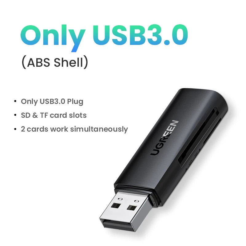 UGREEN USB 3.0 & USB-C Card Reader - SD MicroSD TF Memory Card Adapter for PC, Laptop & Thunderbolt 3 Devices