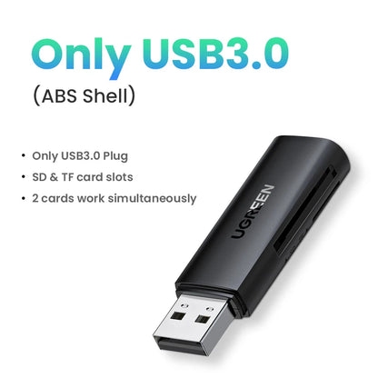UGREEN USB 3.0 & USB-C Card Reader - SD MicroSD TF Memory Card Adapter for PC, Laptop & Thunderbolt 3 Devices