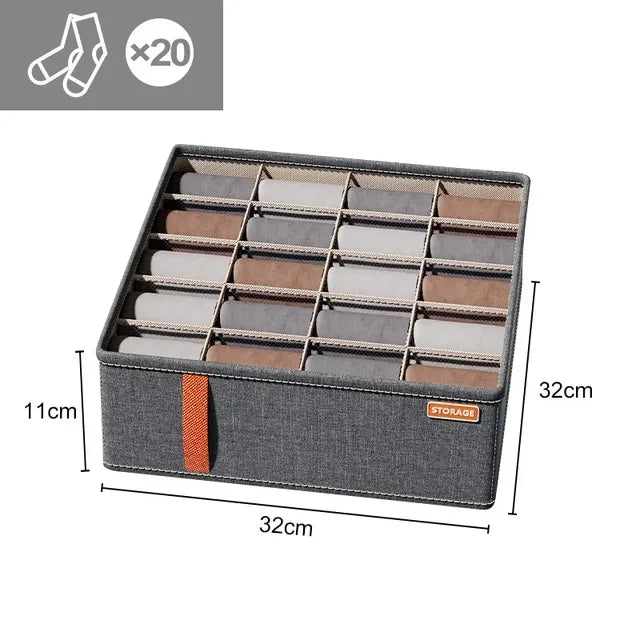 Underwear & Sock Storage Box – Cabinet Drawer Organizer with Dividers for Clothes, Ties & Wardrobe