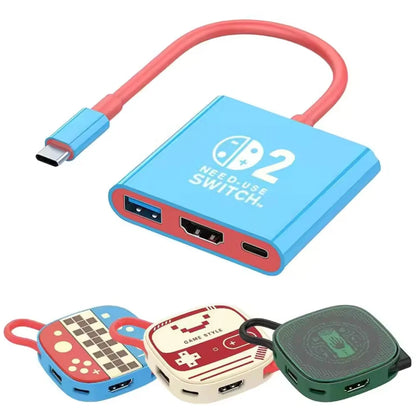 Switch 2 Dock HDMI 4K USB 3.0 Hub Adapter – Portable Docking Station & USB Splitter for NDS, Switch 2, Laptops, PC, iPad & MacBook