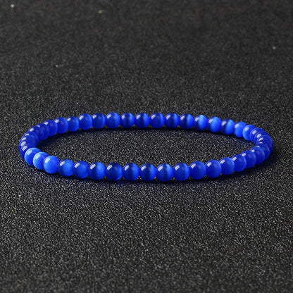 4mm Natural Stone Bead Stretch Bracelet for Men & Women – Agate Lava Handmade Reiki Crystal Jewelry
