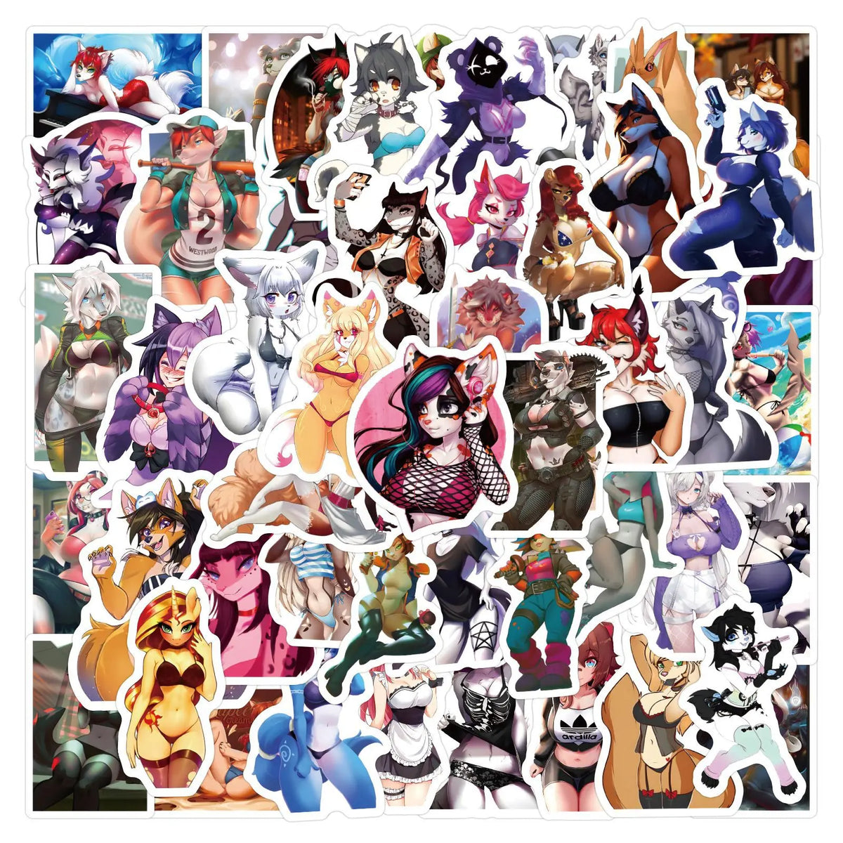 60PCS Aesthetic Furry Graffiti Stickers - Cute DIY Decals for Diaries, Phone Cases, Scrapbooks, and Handmade Crafts