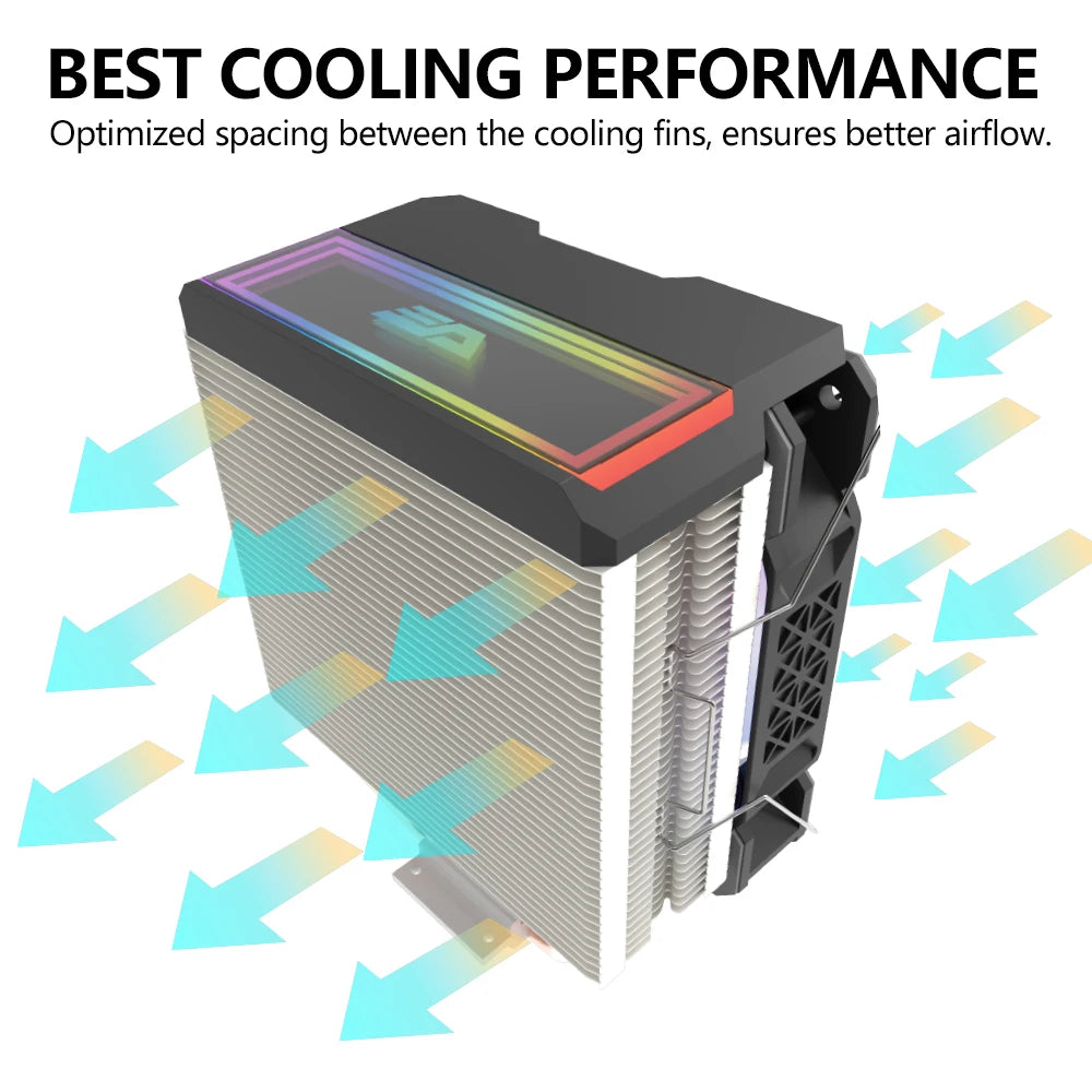 Darkflash U400 ARGB CPU Cooler — 4 Heat Pipe 120mm PWM Air Cooler for Intel LGA 115X/1200/1700 & AMD AM4/AM5