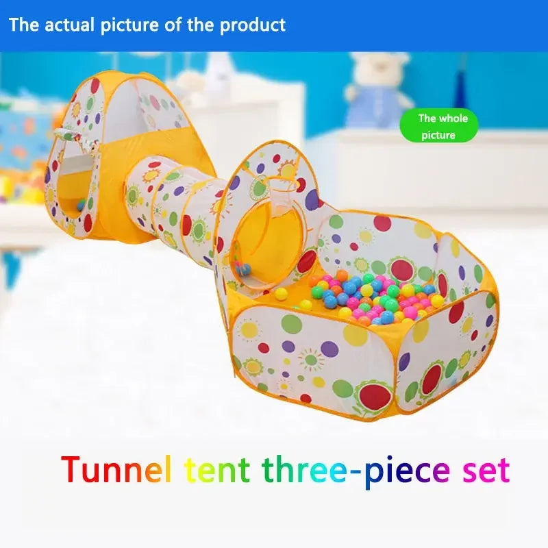 Children’s 3-in-1 Foldable Tent & Playpen – Indoor Ball Pit with Polyester Tunnel for Kids