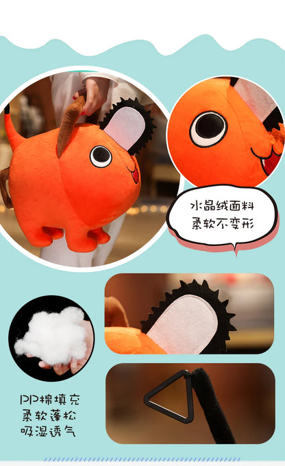 Pochita Plush Doll 10-40cm – Chainsaw Man Anime Soft Toy, Cute Stuffed Cartoon Pillow for Kids & Xmas Gifts