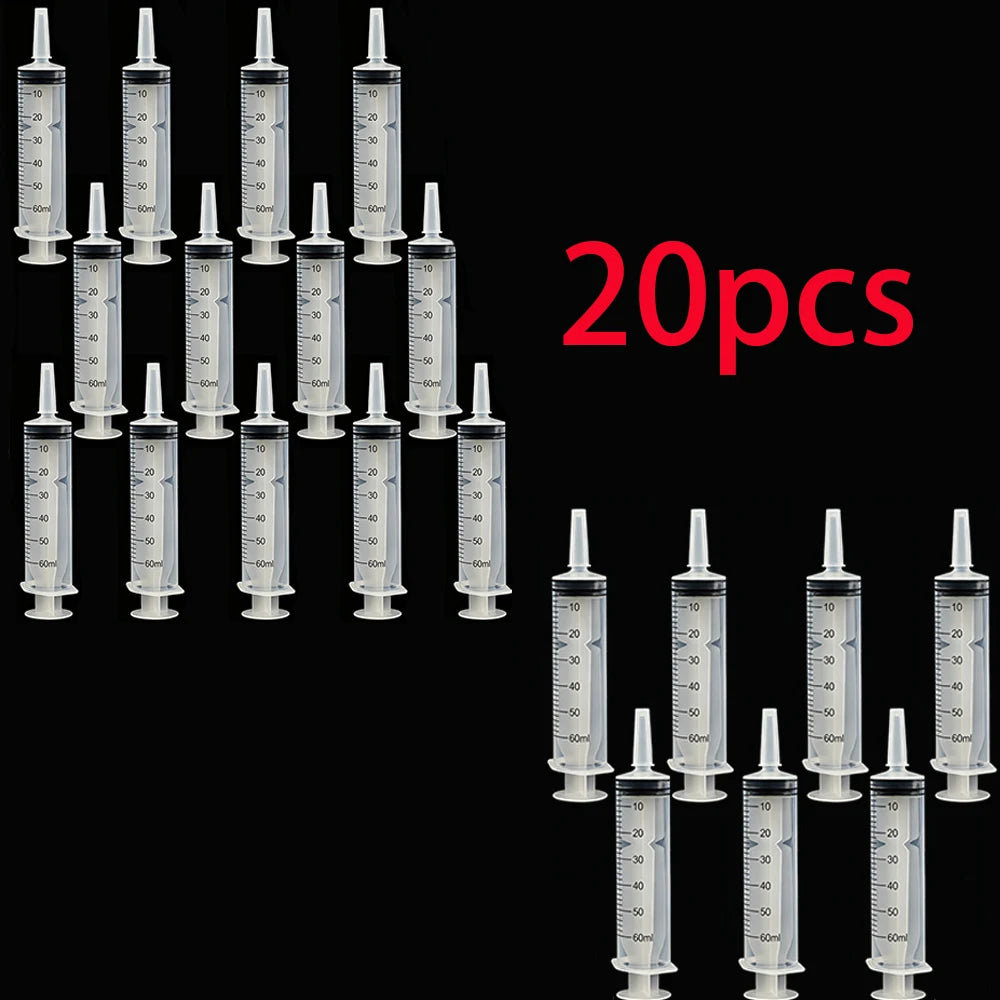 60ml Plastic Measuring Syringe - Pet Feeding, Liquid Dispensing, Laboratory, and Plant Watering Tool with Lid