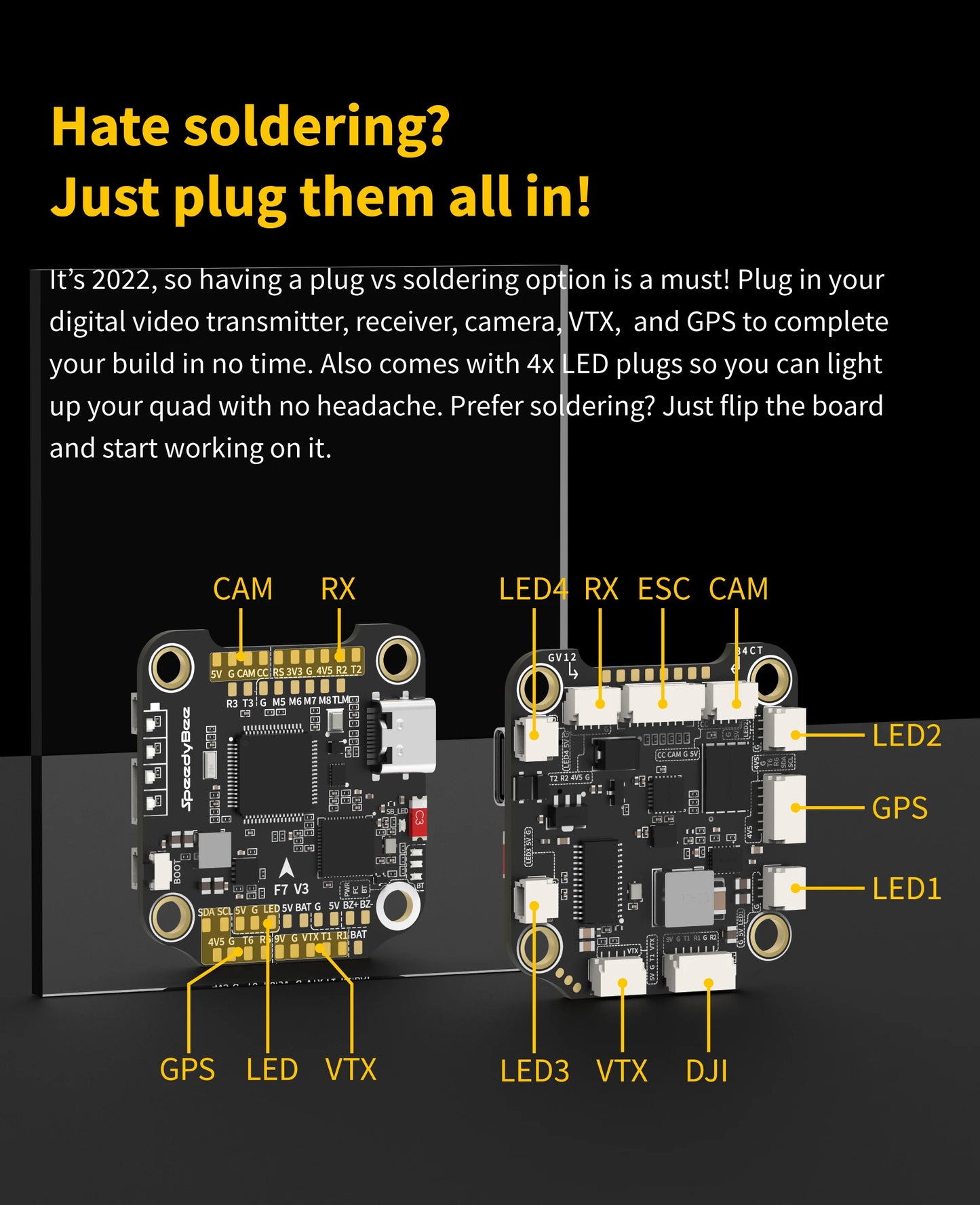 SpeedyBee F7 V3 50A Stack — F722 Flight Controller + BL32 50A 4-in-1 ESC with Blackbox for FPV Drone