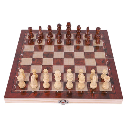 29x29cm Large 3-in-1 Chess Board – Foldable Chess, Checkers & Backgammon Set for Kids & Adults, Strategic Thinking Game