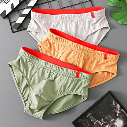 Men’s Cotton Briefs with Convex Pouch – Low Rise Breathable Solid Color Underwear (1/3PCS Pack) Comfortable Youth Fit