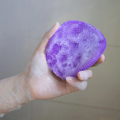 Silicone Body Scrubber with Natural Bristles – Skin Exfoliating Shower Sponge & Bath Brush