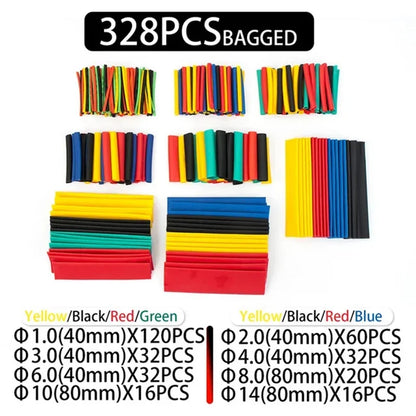 127/164/328/580Pcs Heat Shrink Tubing Kit – Shrinking Insulation Sleeving for Car Electrical Cable, Thermal Casing Wrap