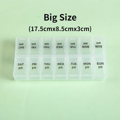 Weekly Travel Pill Organizer Box – 7-Day Portable Medicine & Vitamin Storage with 14 Grid Compartments