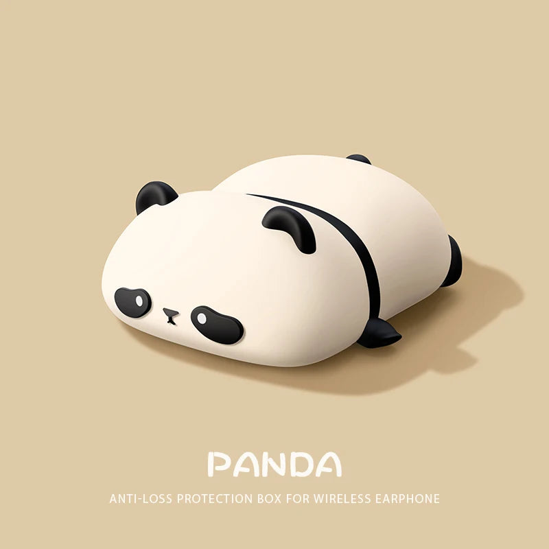 Cute Lying Panda Silicone Case for AirPods 4 (2024) & AirPods Pro 1/2/3 — Protective Earbuds Charging Cover