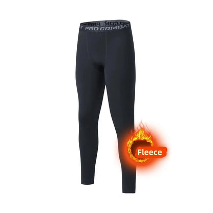 Winter Men's Thermal Underwear – Fleece Compression Tights & Warm Long Pants (3XL)
