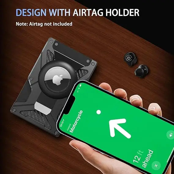 MagSafe Wallet & Money Clip with AirTag Holder + Magnetic Sheet — Fits Magnetic & Non-Magnetic Phones