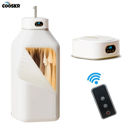 Portable Electric Clothes Dryer - Foldable Heated Laundry Drying Machine with Timer and Remote Control