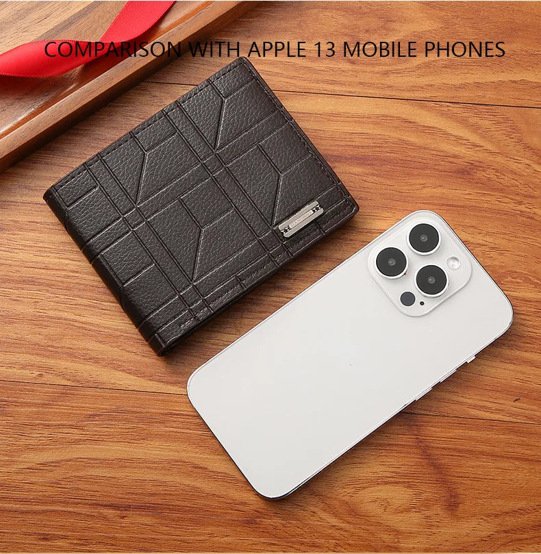 Men’s Slim Leather Bifold Wallet – Minimalist Multi-Card Holder Business Casual Short Wallet with Money Clip