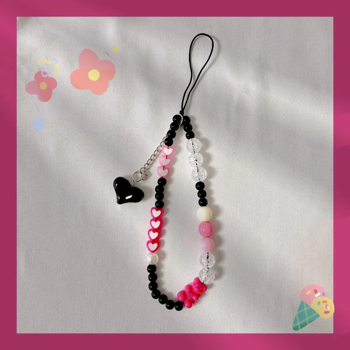 Colorful Macaron Beaded Phone Lanyard Wrist Strap – Anti-Lost Short Handheld Mobile Phone Chain Pendant for Women