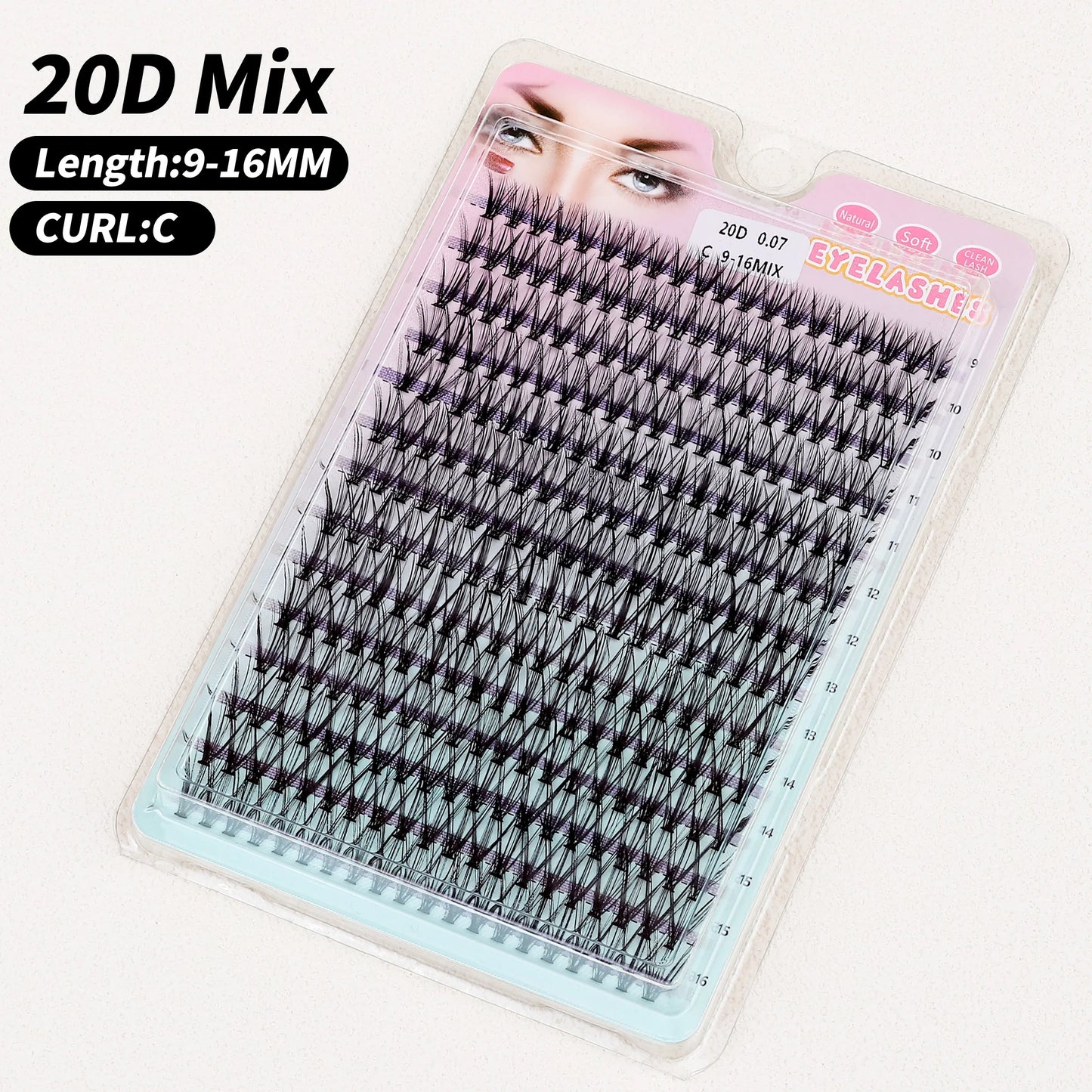 Individual Cluster Lashes – 20-100D Natural Look DIY Eyelash Extensions, 280pcs Mixed Tray Volume Lashes