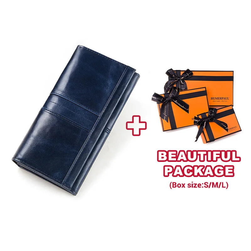 Women’s Genuine Leather Clutch Wallet – RFID Blocking Phone Purse with Zipper Pocket & Card Holder