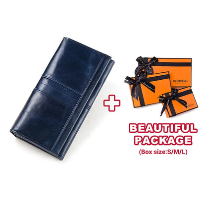 Women’s Genuine Leather Clutch Wallet – RFID Blocking Phone Purse with Zipper Pocket & Card Holder