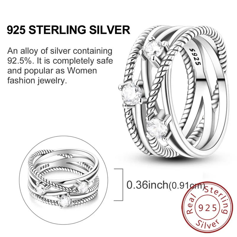 925 Sterling Silver Rings - Bow, Heart, Sun, Moon & Star Zircon Jewelry for Women, Birthday & Anniversary Gift