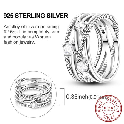 925 Sterling Silver Rings - Bow, Heart, Sun, Moon & Star Zircon Jewelry for Women, Birthday & Anniversary Gift