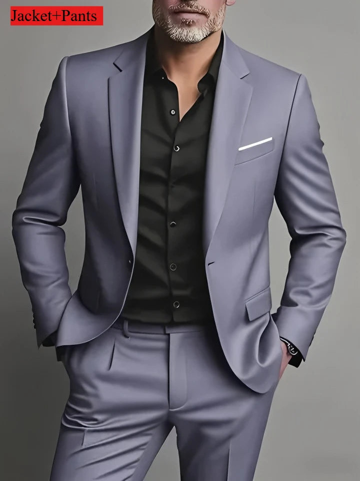 Men's Slim Fit Tuxedo Suit Set - Elegant Black Formal Suit for Weddings, Business & Special Occasions