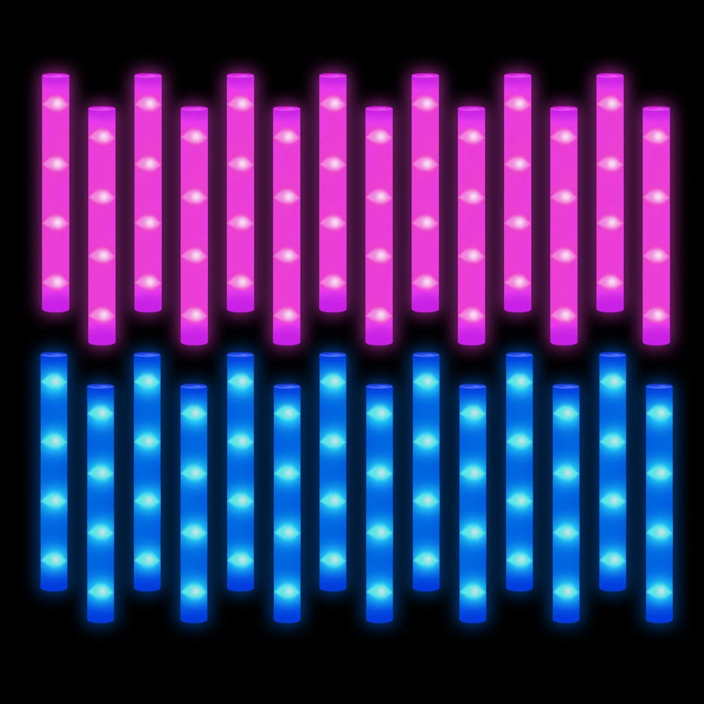 400-30PCS LED Foam Glow Sticks – 3 Modes Party Supplies for Weddings, Birthdays, Concerts, Halloween & Christmas
