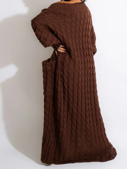 Knit Cardigan for Women – Long Green Crochet Jacket, Loose Long Sleeve Autumn/Spring Winter Sweater, 2023 Warm Jumper Coat