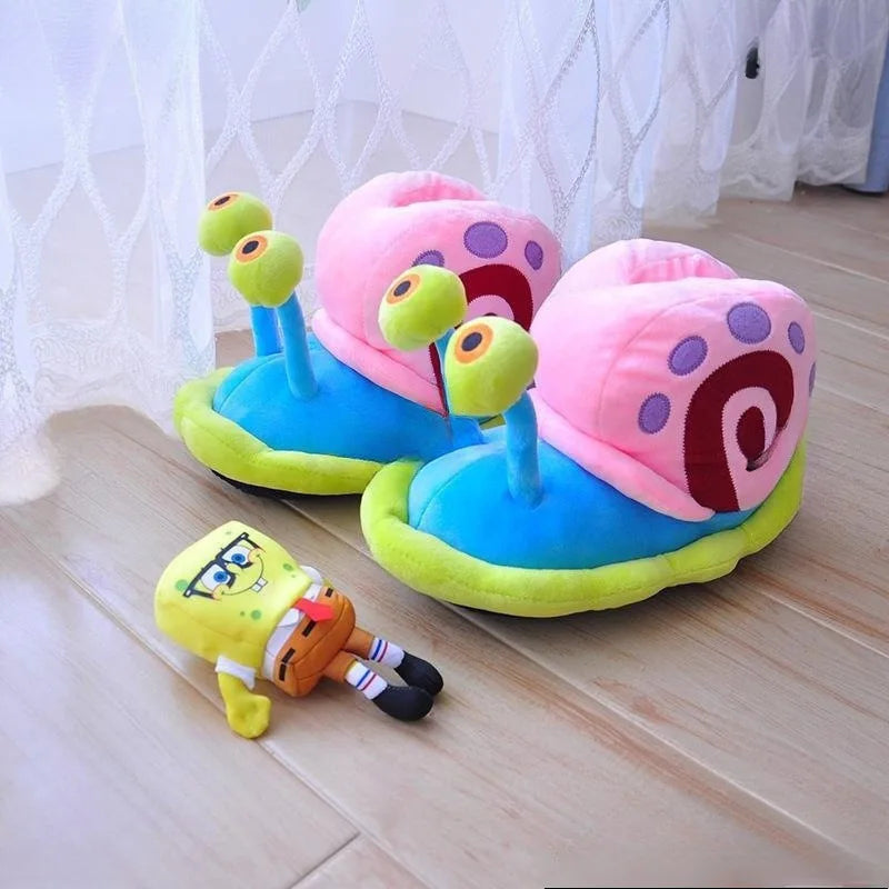 SpongeBob Gary Plush Slippers — Soft Cotton Cartoon Shoes for Boys & Girls, Warm Winter Home Footwear