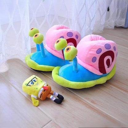 SpongeBob Gary Plush Slippers — Soft Cotton Cartoon Shoes for Boys & Girls, Warm Winter Home Footwear